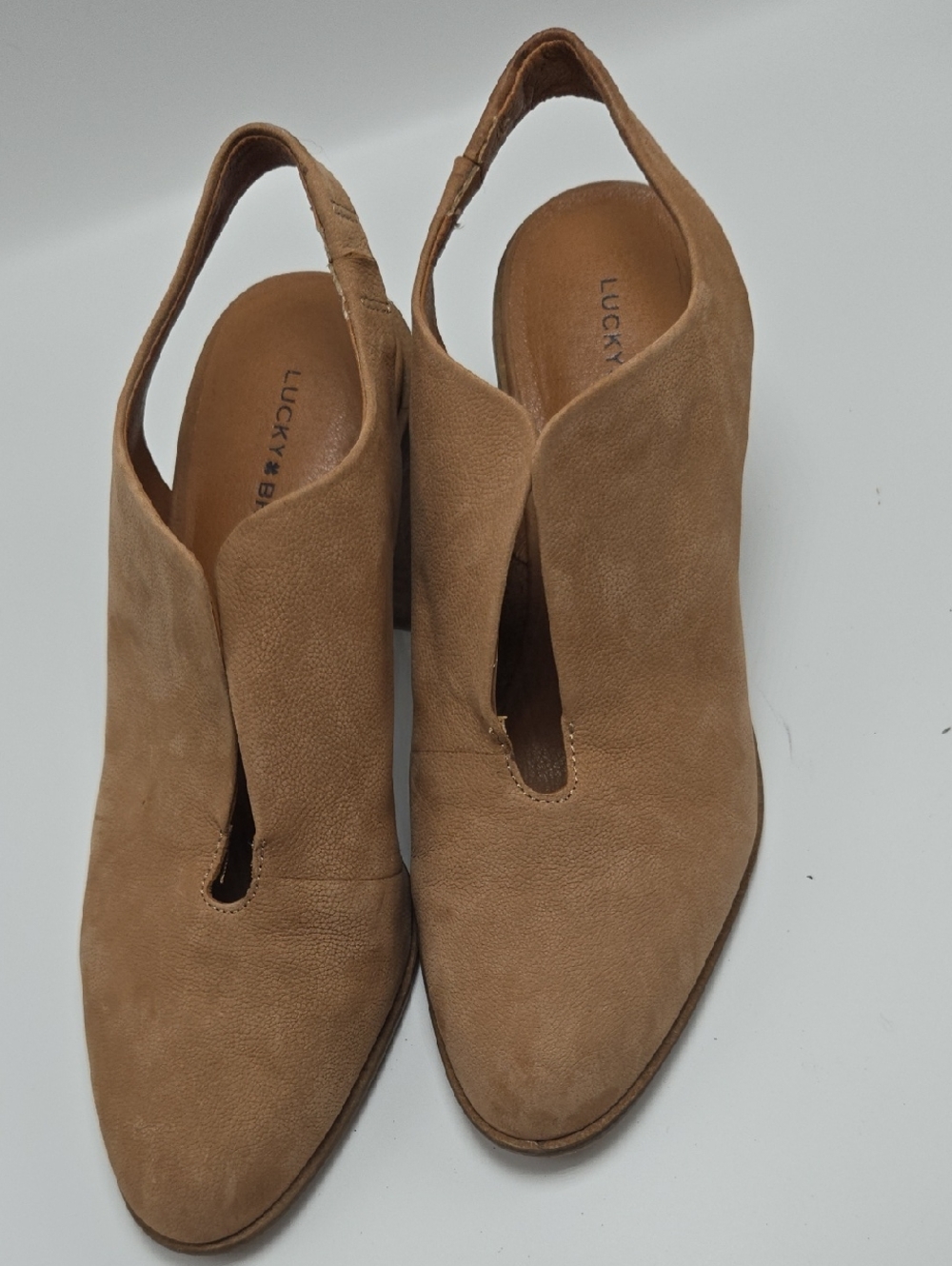 Lucky Brand Tan Suede Slingback Mules